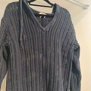 Wilfred Navy Open Knit Hoodie